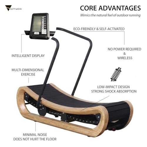 Image of Curved Treadmill - Self-Propelled Running Machine for Home Workouts - Exercise Walking Pad - Low-Impact & Energy-Efficient - Fitness Equipment for Sprinting, Jogging, or Walking