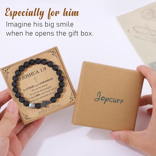 𝗖𝗵𝗿𝗶𝘀𝘁𝗶𝗮𝗻 𝗚𝗶𝗳𝘁𝘀 𝗳𝗼𝗿 𝗠𝗲𝗻 𝗠𝗼𝗼𝗻𝘀𝘁𝗼𝗻𝗲 𝗖𝗿𝗼𝘀𝘀 𝗕𝗿𝗮𝗰𝗲𝗹𝗲𝘁𝘀, Birthday Christmas Valentines Day Inspirational Gifts for Him Son Grandson Moonstone Volcanic Rock Cross Bracelets4