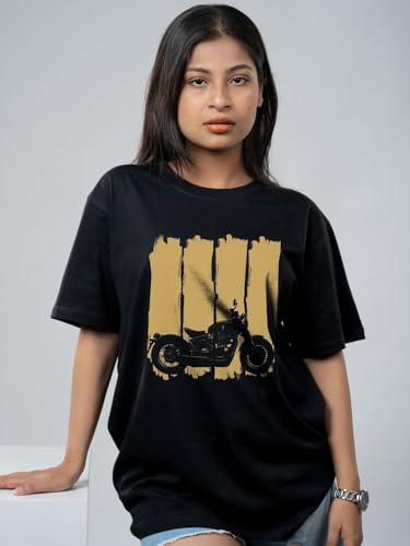 Image of T-Shirt for Men - 100% Cotton Ladakh Motorcycle Rider Half Sleeve Round Neck Graphic Print | Regular & Oversized Fit | 180 /220 GSM | S-5XL | Black, Navy Blue, Olive, Red, White