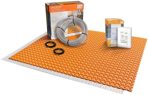 All-in-one Electric Radiant Floor Heating Kit 27 Sq Ft 120V with Programmable Touchscreen Thermostat, Heat Uncoupling Membrane, Underfloor Heating Cable
