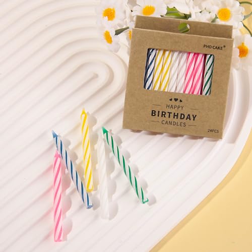 PHD CAKE 288-Count Multicolored Spiral Birthday Candle, Birthday Candles for Cake, Cupcake Candles, Party Celebration