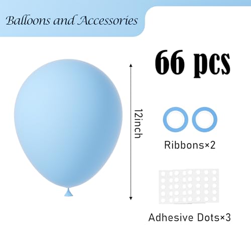 Image of Voircoloria Light Blue Balloons, 66pack 12inch Baby Blue Latex Party Balloons for Boys Girls Birthday Party, Baby Shower, Wedding, Gender Reveal, Baby Shower, Anniversary Party Decorations