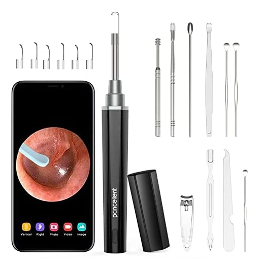 Pancellent Digital Otoscope Camera with Light, Ear Camera, Video Ear Scope with Ear Wax Removal Tools, Ear Endoscope Cleaner, Compatible with iPhone, iPad, Android Smart Phone (Basic Edition Black)