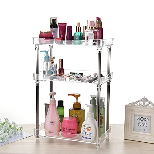 Whillar Bathroom Organizer Countertop Acrylic Vanity Bathroom Sink Counter Dresser Top Corner Cosmetic Skincare Makeup Lotion Perfume Organizer And Storage Tray Shelf 3-Tier For Bathroom Kitchen #TOP1