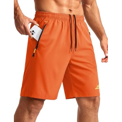 TACVASEN Men's 9" Athletic Workout Shorts with 3 Zipper Pockets Casual Gym | Lightweight Quick Dry, 4-Way Stretch Moisture Wicking, Elastic Waist Drawstring, Summer Active Running Tennis Hik