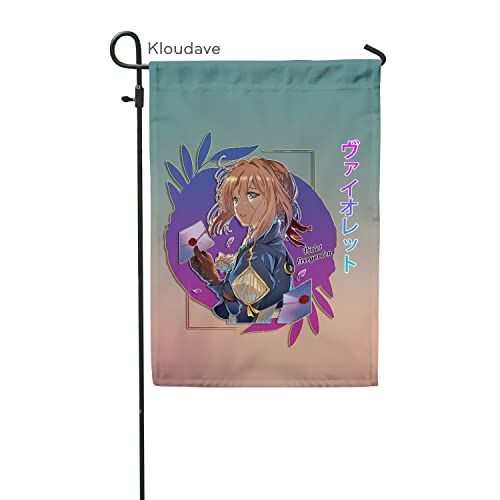 Violet Anime Manga Garden Flag Evergarden Light Novel Merch Indoor Outdoor Decoration Flag 12x18 Inches Two-Sided Printing for Home Party Yard Backyard Garden Lawn - 011