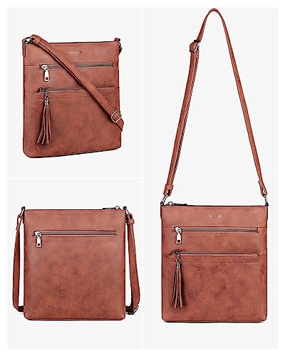 Image of MASINTOR Crossbody Purses for Women, Multi Pocket Casual Crossbody Bag, Adjustable Strap Shoulder Bag with Tassel