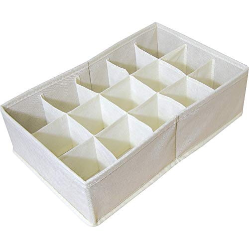 [山善] 仕切りボックス 幅21×奥行34×高さ10cm 収納ケース 15マスタイプ 引き出し 仕切り 収納 アイボリー YCS-A 【Amazon.co.jp限定】