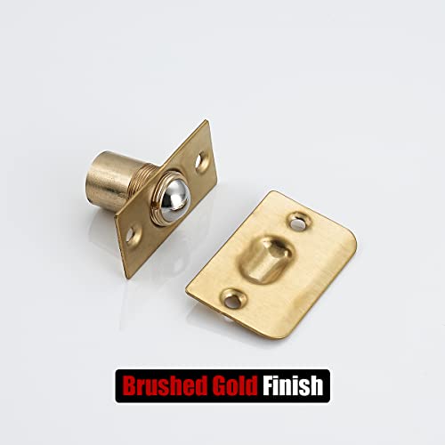 Image of JQK Closet Ball Catch Door Hardware, Stainless Steel Catch Adjustable with Strike Plate, Gold Finish 2 Pack, HBC100-BG-P2