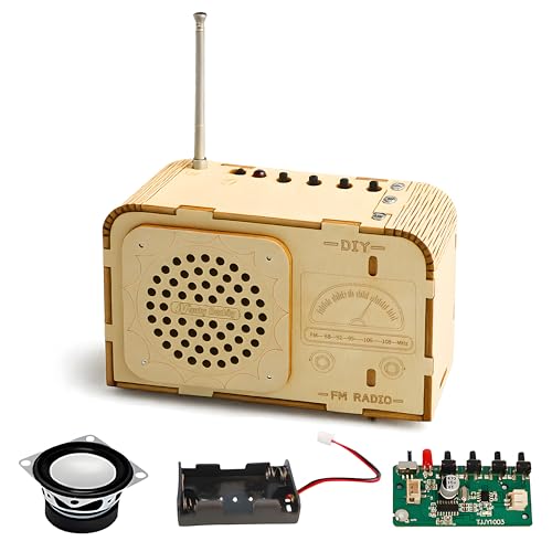 NautyDaddy FM Radio Kit STEM Toys for Ages 8-13 DIY Wooden 3D Puzzle to Build a Working FM Radio Educational Science Kit for Kids 8-12+ 88-108 MHz
