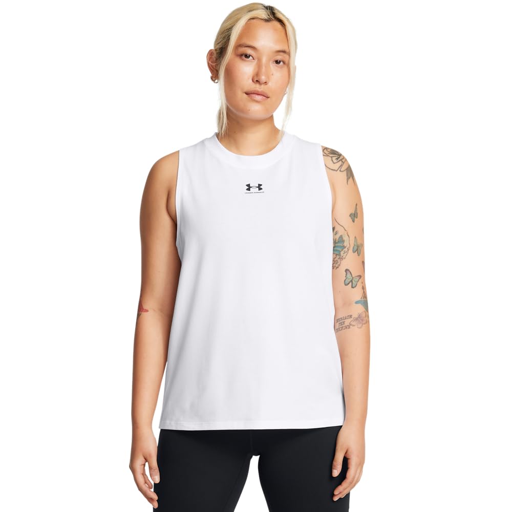 Under Armour Women's UA Rival Muscle Tank Shirt White