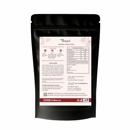 Image of Teaaza Hibiscus Flower Tea, 100Grams-100+Cups | Skin Glow Tea| For High BP, Acne & Hair Growth | Flower Based-Caffeine Free| Diwali Gift for Family, Friends & Corporate Gifting