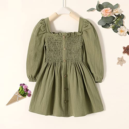 Happy Town Toddler Girl Dress Long Sleeve Play Wear Dress Baby Solid Color Casual Fall Winter Clothes2