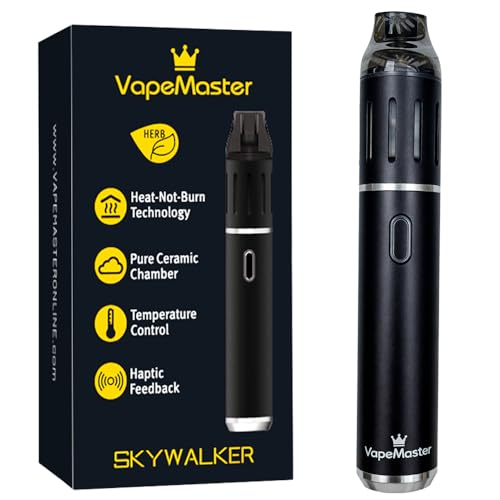 VapeMaster Skywalker Portable Herbal Vaporizer Dry Herb Vaporizer Pen - Temperature Control, Ceramic Chamber, Pure Clean Vapor - (Classic Black)