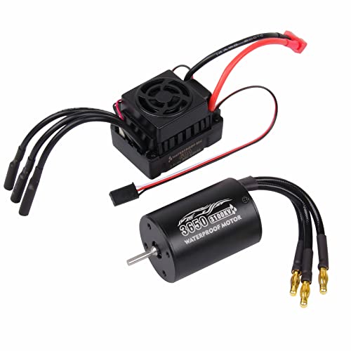 3650 3100KV Moteur brushless et 60A ESC Combo Set 5,8 V/3 A ESC étanche avec moteur primaire sans capteur pour 1/10 RC Car