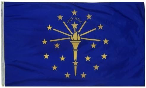 Indiana State Flag 3x5 ft. Nylon SolarGuard Nyl-Glo 100% Made in USA to Official State Design Specifications by Annin Flagmakers. Model 141660 by Annin