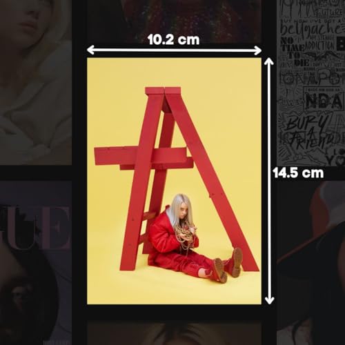 Image of auraposter Paper Billie Eilish Poster (Set of 40) Mini Posters (15 x10 cm) Billie Eilish's songs for Wall, Bedroom, Living room | Singer Billie Eilish Posters | Glue Dots Included