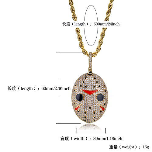 MoCa Hip Hop Iced Out Bling Chain Saw Clown CZ Pendant Halloween Cosplay Party Novelty Necklace