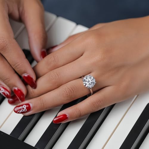 Gem Stone King 5.00 Ct IGI Certified Lab Grown Diamond Solitaire Engagement Ring For Women in 14K White Gold Ring | Round Cut | E-F Color | VS1-VS2 Clarity | Available In Size 5, 6, 7, 8, 93