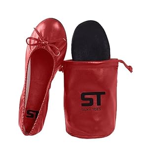 Women’s Foldable Travel Ballet Slip On Comfortable Flats Roll Up Walking Shoes with Carrying Pouch