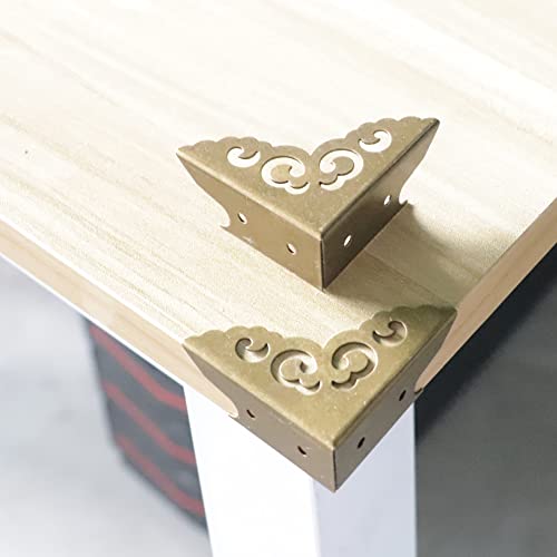 Image of Metal Corner Guard Zinc Alloy Box Corner Protector Decorative Edge Cover Safety Guard Cabinet Furniture Corner Metal Bumpers Pack of 4