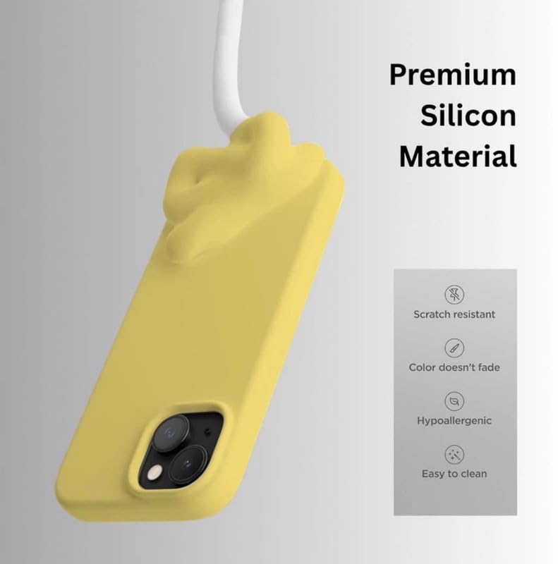 Image of Premium Liquid Silicone Case for iPhone 14 - Slim Full Body Protective Back Cover with Soft Microfiber Lining, Anti-Slip Grip Scratch Resistant Phone Case (Yellow)
