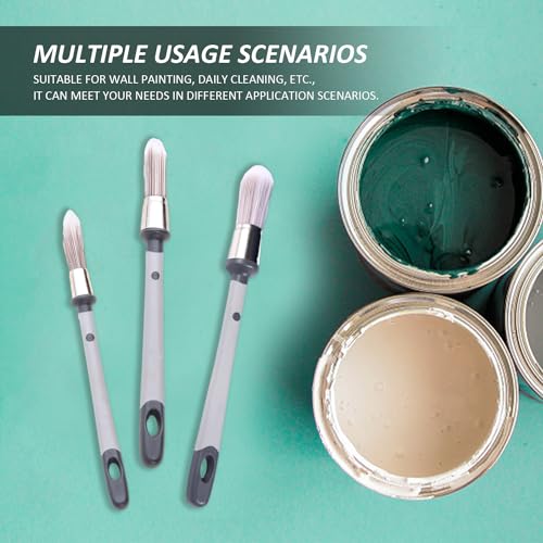 SLEEKEE 3-Teiliges Pinselset, Wandmalwerkzeuge, Pinsel, Kleine Pinsel, Geeignet Zum Dekorieren, Malen und Ausruhen. (13 mm Spitzpinsel, 15 mm Spitzpinsel, 20 mm Rundpinsel)