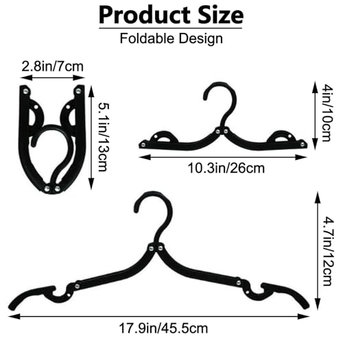QTOETUII Foldable Hangers, Folding Hangers, Travel Hangers, Folding Clothes Hanger, Travel Must Haves for Flying, Camping, Hotel, RV, Road Trip, Cruise 10 Pcs (Black) — view 6