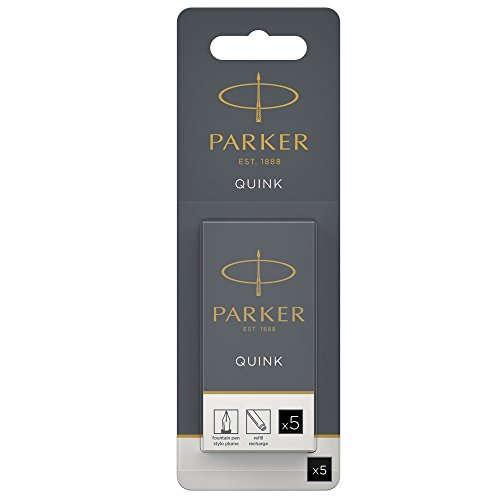 PARKER QUINK Long Fountain Pen Ink Refill Cartridges, Black, 5 Count