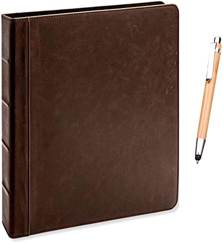 Lee Vintage Professional 3 Ring Binder Organizer, 1.5-inch Round Rings, 8.5" x 11" Sheet Size, 2 Inner Pockets, Appearance of Antique Brown Leather, Pen Included