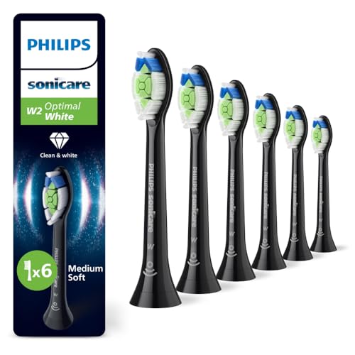 Philips Sonicare W2 Optimal Standard Brush Heads Click-On BrushSync Enabled Pack Of 6 Black - HX6066/88