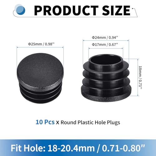 Tapones redondos de plástico de 25 mm para agujeros de 21 a 23,4 mm, 10 unidades 3