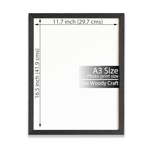 Image of A3 Size Photo Frame | Elegant Black Frames For Wall Decor | Decorative Wall Frame For Home | Premium Wooden Frame | Vintage Photo Frame (11.7x16.5 inch, Black)