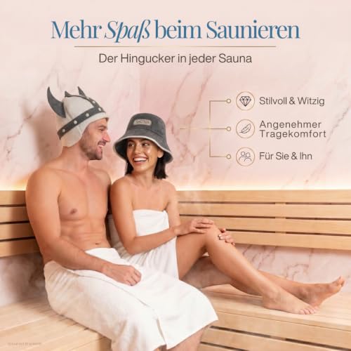 LoWell Saunahut aus Filz für Herren & Damen – Hitzeschutz, mit Aufschrift – Ansicht 5