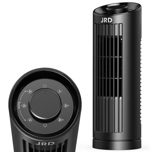 JRD 13' Tower Fan for Bedroom, 23ft/s Bladeless Desk Fan with 3 Speeds, 80 Degree Oscillating, Quiet...