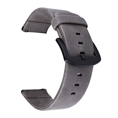 Mintus 20mm 22mm 18mm 24mm Retro Leather Genuine Leather Watch Band for Samsung Galaxy Watch 46mm 42mm Gear S3 Strap Replacement Strap - Gray - 22mm