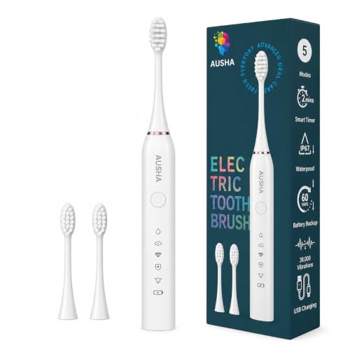 Image of AUSHA White Smart Sonic Electric Toothbrush for Adults