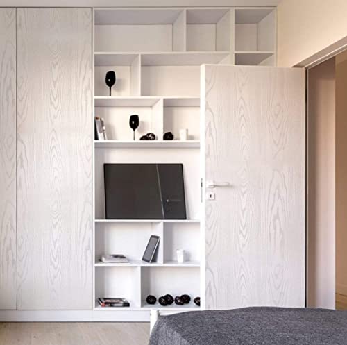 Image of 3D White Wood Wallpaper PVC Self Adhesive Wooden Wall Paper Cabinets Home Office, Furniture, Door, Wardrobe, Kids Room, Decoration (45 x 500 cm)
