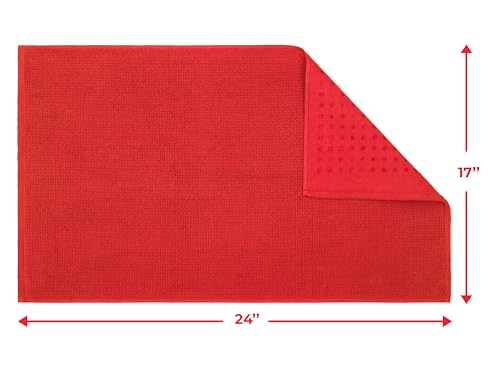 Image of Cotton Paradise 100% Cotton Turkish Bathmat Rug, Soft Absorbent Quick Dry Non Slip, 17x24 Bathmat Rug, Red