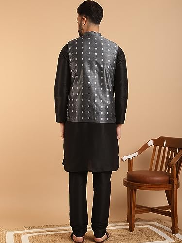 Image of SOJANYA (Since 1958 Men's Silk Blend Kurta Pyjama & Nehru Jacket Combo