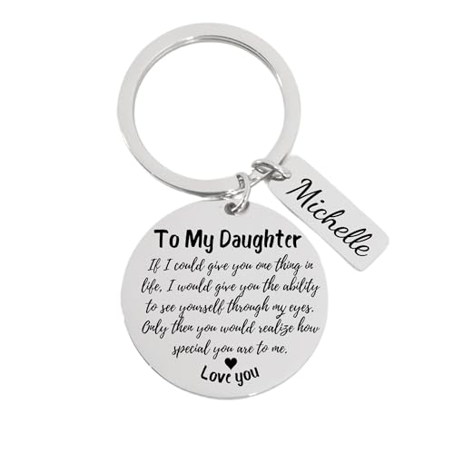 Customizable Stainless Steel Keychain for Daughter – Engraved I Love You Keepsake with Inspirational Message – Birthday, Christmas, Graduation, or Holiday Stocking Stuffer