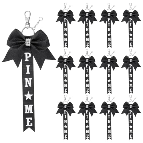 Cadeaux de compétition de cheerleading : lot de 12 porte-clés nœud pailleté pour l'équipe