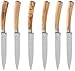 La Cote 6 Piece Steak Knives Set Japanese Stainless Steel Olive Wood Handle In Gift Box (6 PC Steak Knife Set Olive Wood)