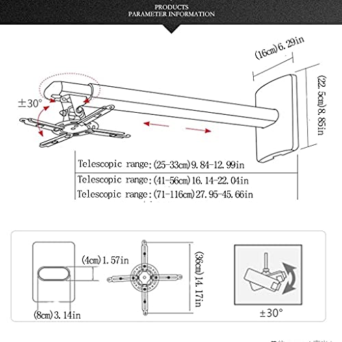 Projector Mount Projector Wall Bracket Telescopic Adjustment Claw Extension Adjustment Projector Hanger Bearing 22 Pounds Suitable for Office and Home Ceiling Mount with Tr(9.84-12.99in miniatura 2