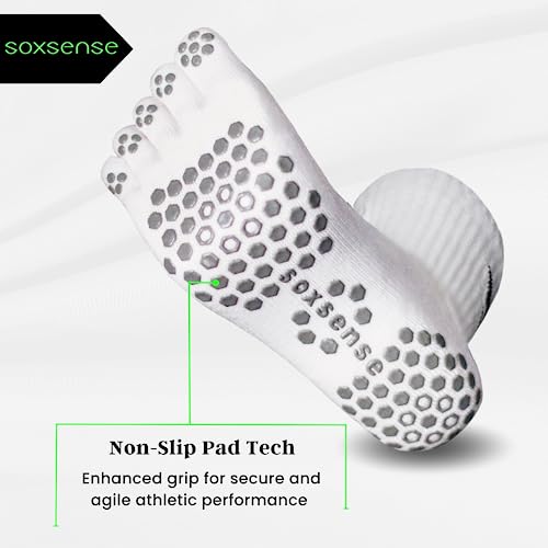 Image of Soxsense Soccer Grip Toe Socks, Non-Slip Socks for Sports & Pilates