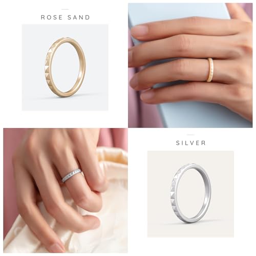 thunderfit thin and stackable silicone rings for women rubber wedding bands for women engagement diamond pattern 25mm wide 2mm thick - variety multipack 1-16