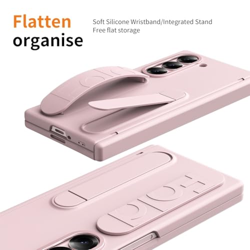 Coque Samsung Z Fold 6 haut de gamme rose avec béquille et porte-stylo