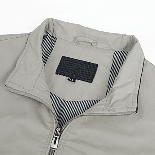 YOUTHUP Blouson D'été Légère pour Homme Veste de Sport Cargo Décontractée Blousons Aviateur à col Montant Homme, Gris, L - Image 6