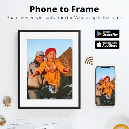 Image of Digital Picture Frame 15 inch FHD Touch Screen WiFi Digital Photo Frame Instant Share Photos and Videos via App, Email, Cloud, Portrait and Landscape, Best Gifts for mom, Christmas mom Gifts