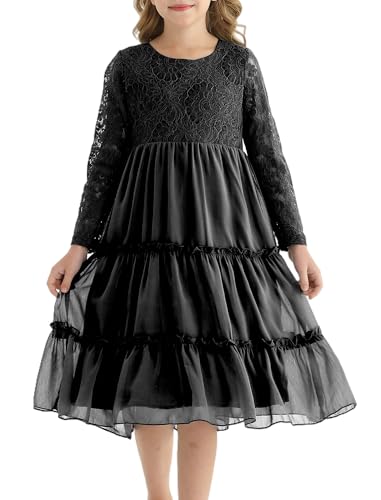 Girls Dresses Elegant Long Sleeve Lace Dress Kid Girl Clothes Size 5-11 Years